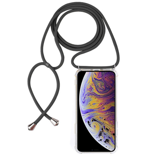 For iPhone XS Max Four-Corner Anti-Fall Transparent TPU Mobile Phone Case With Lanyard(Grey) - More iPhone Cases by buy2fix | Online Shopping UK | buy2fix