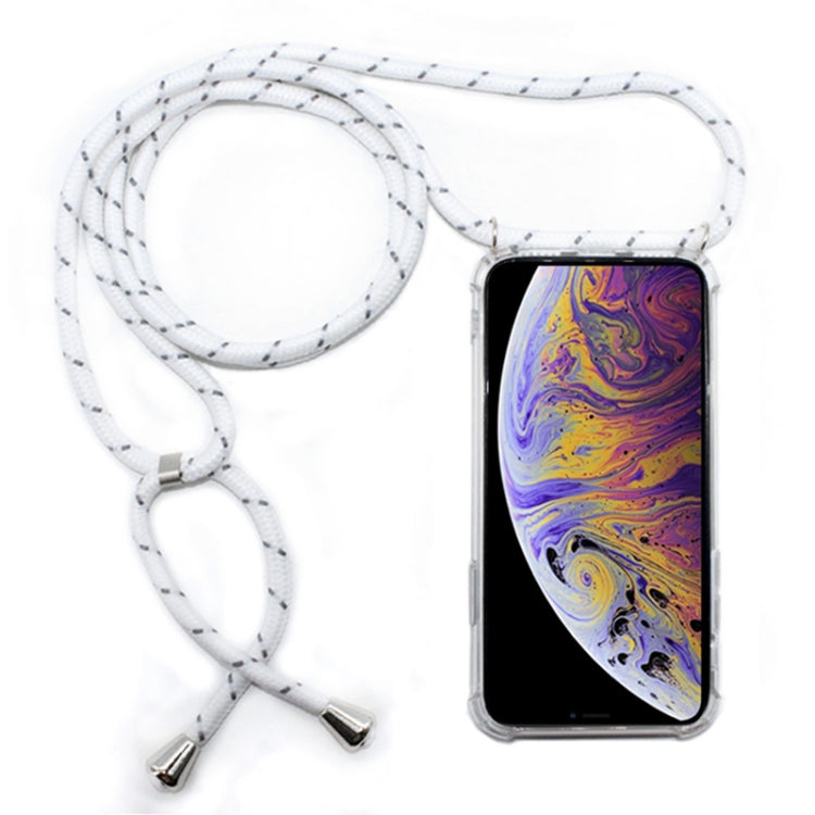 For iPhone XS Max Four-Corner Anti-Fall Transparent TPU Mobile Phone Case With Lanyard(White Grey) - More iPhone Cases by buy2fix | Online Shopping UK | buy2fix