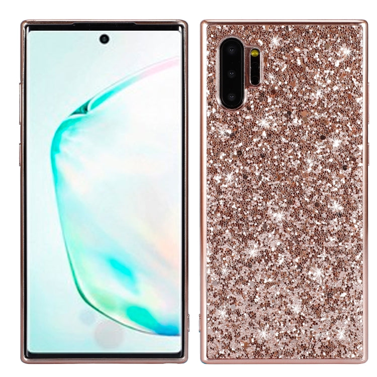 Plating Glittery Powder Shockproof TPU Case For Galaxy Note 10+(Rose Gold) by buy2fix