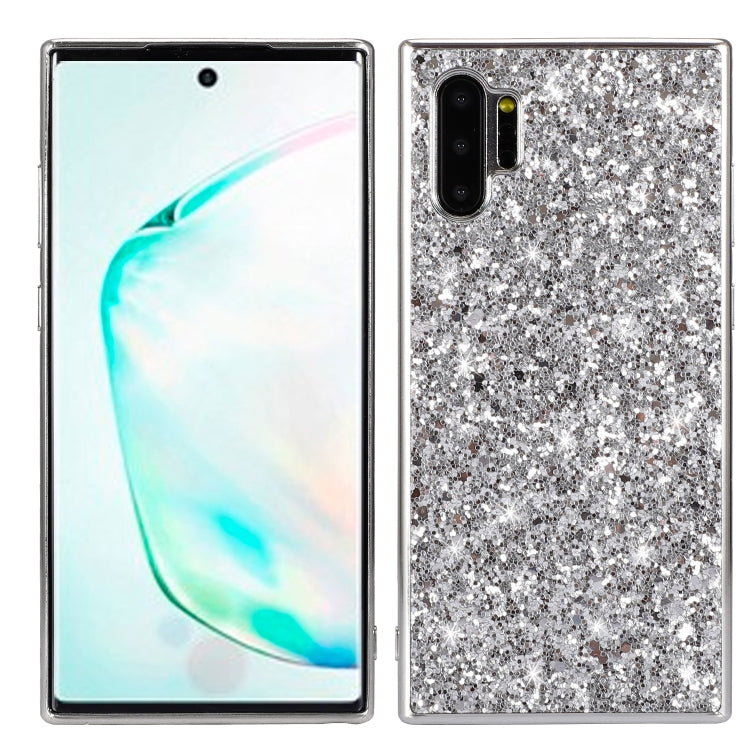 Plating Glittery Powder Shockproof TPU Case For Galaxy Note 10+(Silver) by buy2fix
