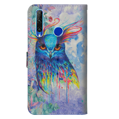 3D Painting Pattern Coloured Drawing Horizontal Flip TPU + PU Leather Case with Holder & Card Slots & Wallet for Huawei Honor 20 Lite(Watercolor Owl) - Honor Cases by buy2fix | Online Shopping UK | buy2fix