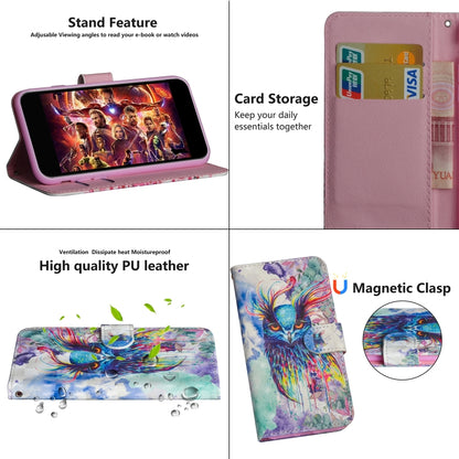 3D Painting Pattern Coloured Drawing Horizontal Flip TPU + PU Leather Case with Holder & Card Slots & Wallet for Huawei Honor 20 Lite(Watercolor Owl) - Honor Cases by buy2fix | Online Shopping UK | buy2fix