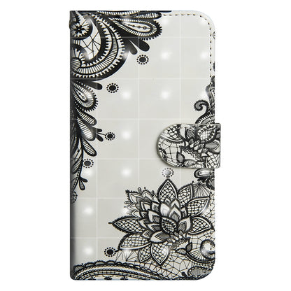 3D Painting Pattern Horizontal Flip TPU + PU Leather Case with Holder & Card Slots & Wallet For Huawei P20 Lite(Black Flower) - Huawei Cases by buy2fix | Online Shopping UK | buy2fix