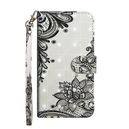 3D Painting Pattern Horizontal Flip TPU + PU Leather Case with Holder & Card Slots & Wallet For Huawei P20 Lite(Black Flower) - Huawei Cases by buy2fix | Online Shopping UK | buy2fix