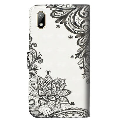 3D Painting Pattern Horizontal Flip TPU + PU Leather Case with Holder & Card Slots & Wallet For Huawei Y5 (2019)(Black Flower) - Huawei Cases by buy2fix | Online Shopping UK | buy2fix