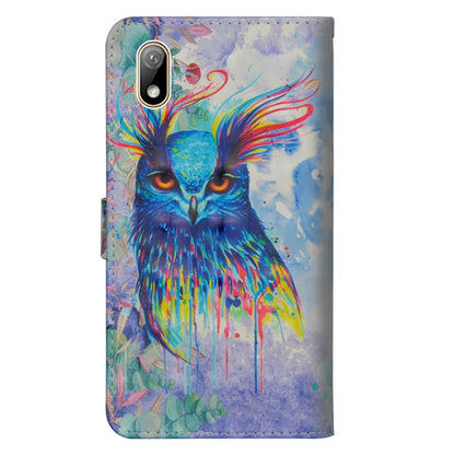 3D Painting Pattern Horizontal Flip TPU + PU Leather Case with Holder & Card Slots & Wallet For Huawei Y5 (2019)(Watercolor Owl) - Huawei Cases by buy2fix | Online Shopping UK | buy2fix
