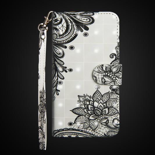 3D Painting Pattern Horizontal Flip TPU + PU Leather Case with Holder & Card Slots & Wallet For Huawei Y7 (2019) / Y7 Pro (2019) / Y7 Prime (2019)(Black Flower) - Huawei Cases by buy2fix | Online Shopping UK | buy2fix