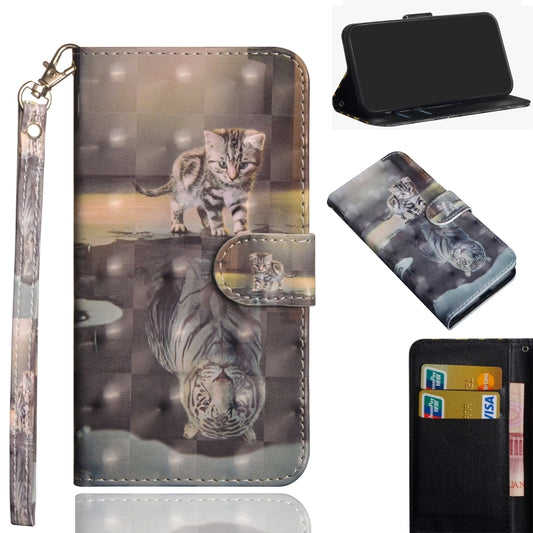 3D Painting Pattern Horizontal Flip TPU + PU Leather Case with Holder & Card Slots & Wallet For Huawei Y7 (2019) / Y7 Pro (2019) / Y7 Prime (2019)(Cat Tiger) - Huawei Cases by buy2fix | Online Shopping UK | buy2fix