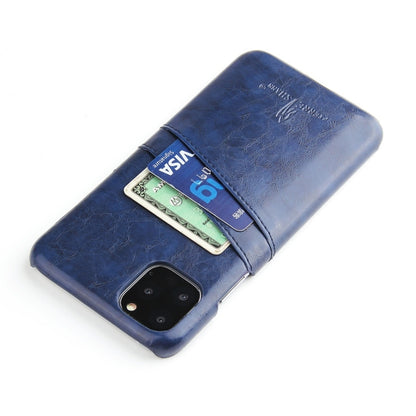For iPhone 11 Pro Fierre Shann Retro Oil Wax Texture PU Leather Case with Card Slots (Blue) - iPhone 11 Pro Cases by FIERRE SHANN | Online Shopping UK | buy2fix