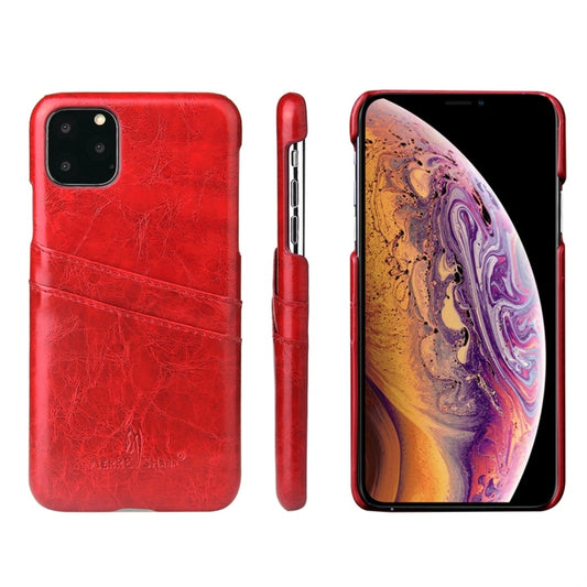For iPhone 11 Pro Fierre Shann Retro Oil Wax Texture PU Leather Case with Card Slots (Red) - iPhone 11 Pro Cases by FIERRE SHANN | Online Shopping UK | buy2fix