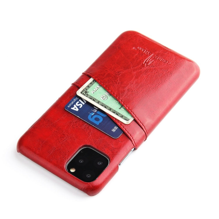 For iPhone 11 Pro Fierre Shann Retro Oil Wax Texture PU Leather Case with Card Slots (Red) - iPhone 11 Pro Cases by FIERRE SHANN | Online Shopping UK | buy2fix