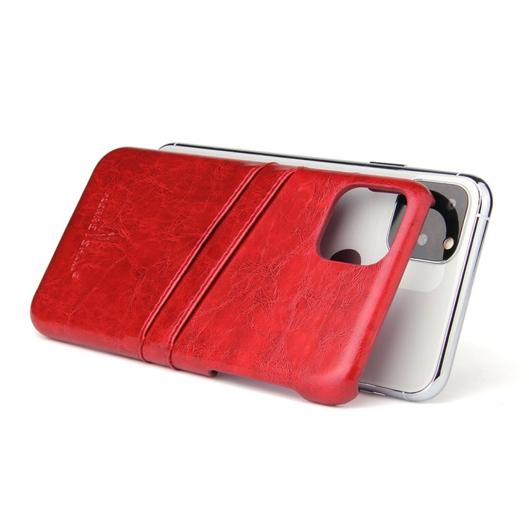 For iPhone 11 Pro Fierre Shann Retro Oil Wax Texture PU Leather Case with Card Slots (Red) - iPhone 11 Pro Cases by FIERRE SHANN | Online Shopping UK | buy2fix