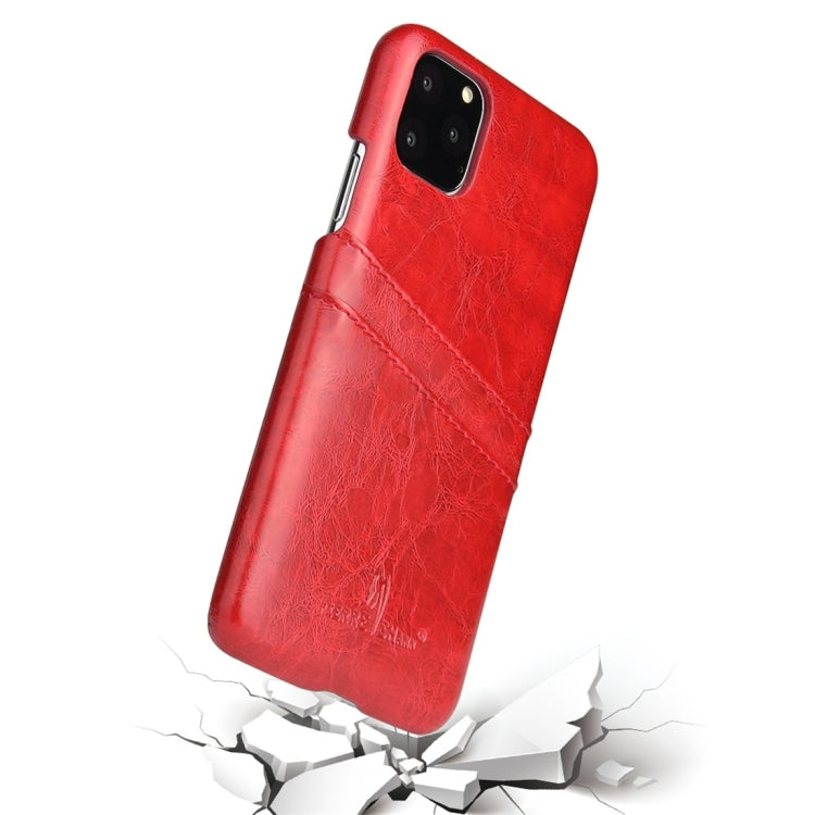 For iPhone 11 Pro Fierre Shann Retro Oil Wax Texture PU Leather Case with Card Slots (Red) - iPhone 11 Pro Cases by FIERRE SHANN | Online Shopping UK | buy2fix