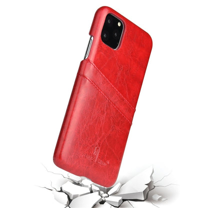For iPhone 11 Pro Fierre Shann Retro Oil Wax Texture PU Leather Case with Card Slots (Red) - iPhone 11 Pro Cases by FIERRE SHANN | Online Shopping UK | buy2fix
