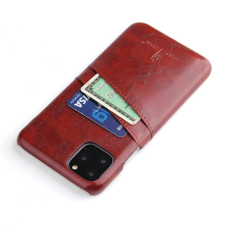 For iPhone 11 Pro Fierre Shann Retro Oil Wax Texture PU Leather Case with Card Slots (Brown) - iPhone 11 Pro Cases by FIERRE SHANN | Online Shopping UK | buy2fix
