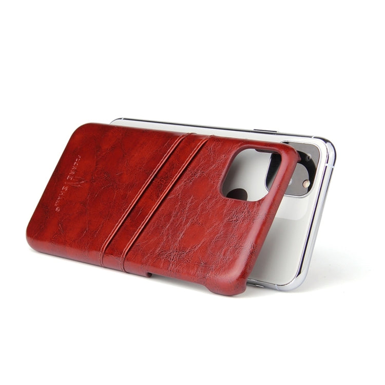 For iPhone 11 Pro Fierre Shann Retro Oil Wax Texture PU Leather Case with Card Slots (Brown) - iPhone 11 Pro Cases by FIERRE SHANN | Online Shopping UK | buy2fix
