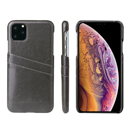 For iPhone 11 Fierre Shann Retro Oil Wax Texture PU Leather Case with Card Slots (Black) - iPhone 11 Cases by buy2fix | Online Shopping UK | buy2fix