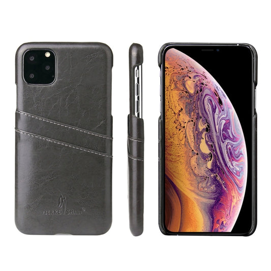 For iPhone 11 Fierre Shann Retro Oil Wax Texture PU Leather Case with Card Slots (Black) - iPhone 11 Cases by buy2fix | Online Shopping UK | buy2fix