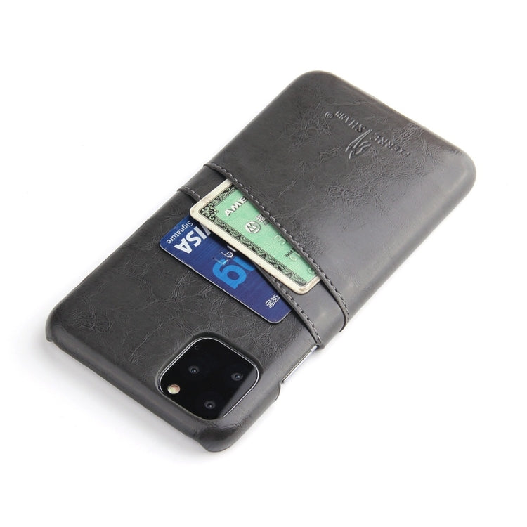 For iPhone 11 Fierre Shann Retro Oil Wax Texture PU Leather Case with Card Slots (Black) - iPhone 11 Cases by buy2fix | Online Shopping UK | buy2fix
