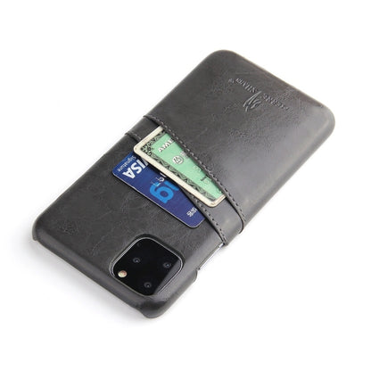 For iPhone 11 Fierre Shann Retro Oil Wax Texture PU Leather Case with Card Slots (Black) - iPhone 11 Cases by buy2fix | Online Shopping UK | buy2fix