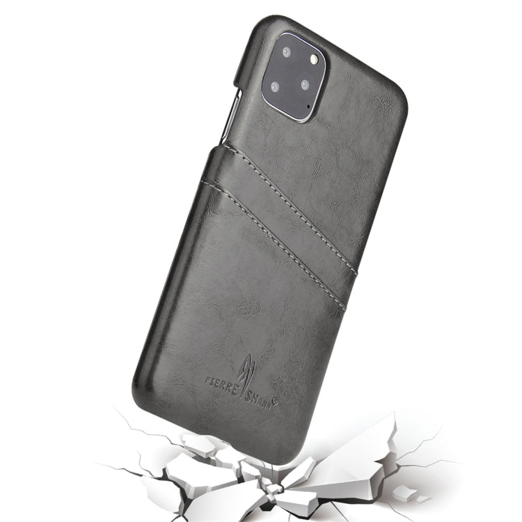 For iPhone 11 Fierre Shann Retro Oil Wax Texture PU Leather Case with Card Slots (Black) - iPhone 11 Cases by buy2fix | Online Shopping UK | buy2fix