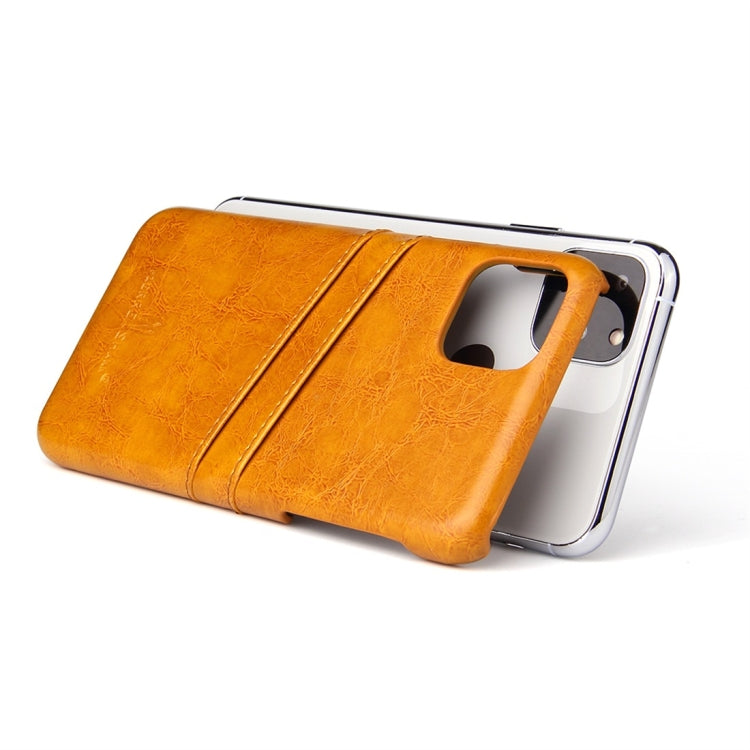 For iPhone 11 Fierre Shann Retro Oil Wax Texture PU Leather Case with Card Slots (Yellow) - iPhone 11 Cases by buy2fix | Online Shopping UK | buy2fix