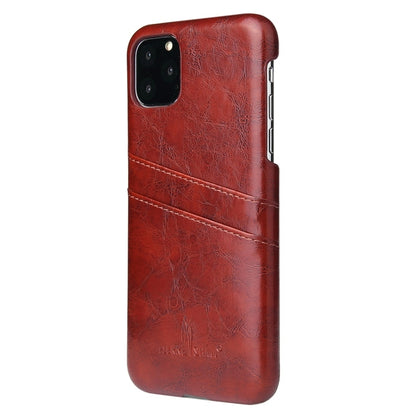For iPhone 11 Fierre Shann Retro Oil Wax Texture PU Leather Case with Card Slots (Brown) - iPhone 11 Cases by buy2fix | Online Shopping UK | buy2fix