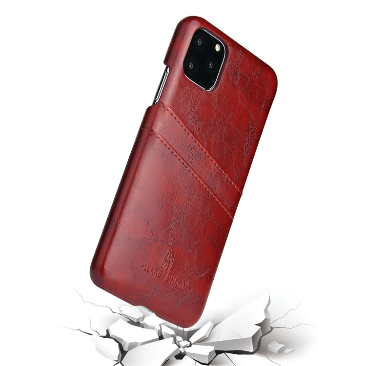 For iPhone 11 Fierre Shann Retro Oil Wax Texture PU Leather Case with Card Slots (Brown) - iPhone 11 Cases by buy2fix | Online Shopping UK | buy2fix