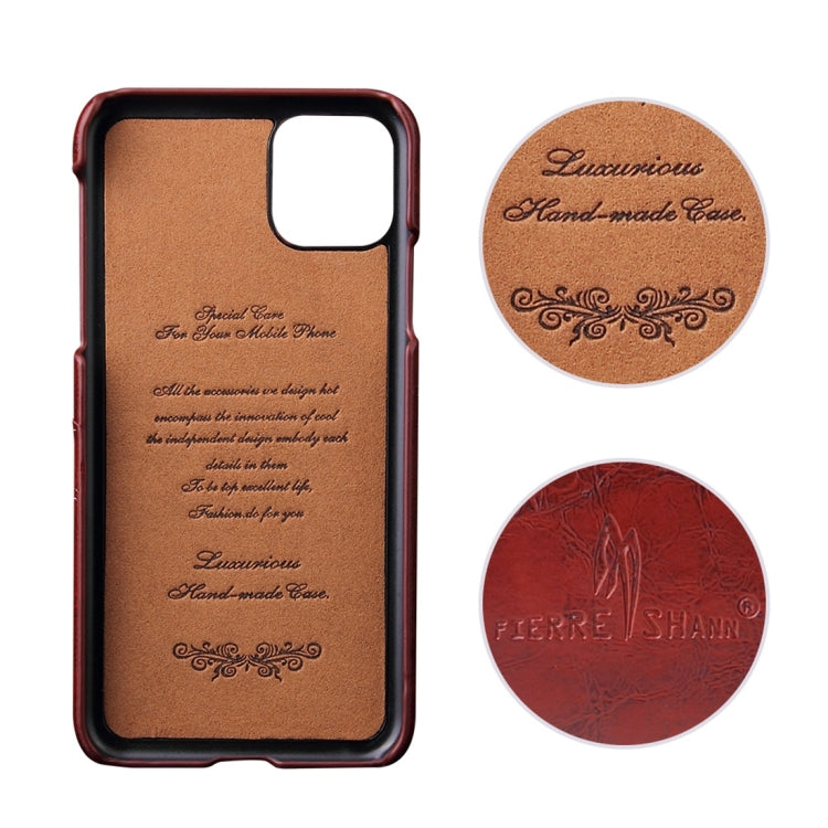 For iPhone 11 Pro Max Fierre Shann Retro Oil Wax Texture PU Leather Case with Card Slots (Brown) - iPhone 11 Pro Max Cases by buy2fix | Online Shopping UK | buy2fix