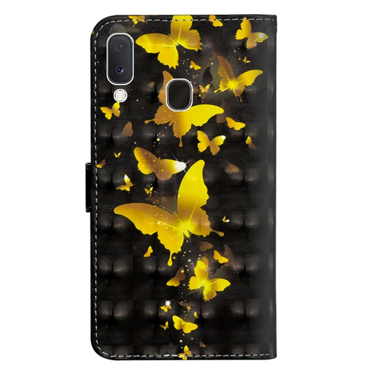 3D Painting Pattern Horizontal Flip TPU + PU Leather Case with Holder & Card Slots & Wallet For Galaxy A20e(Golden Butterfly) - Galaxy Phone Cases by buy2fix | Online Shopping UK | buy2fix