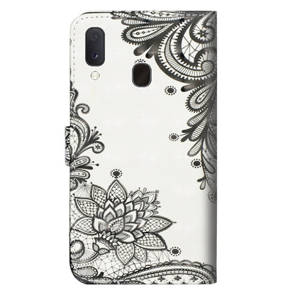 3D Painting Pattern Horizontal Flip TPU + PU Leather Case with Holder & Card Slots & Wallet For Galaxy A20e(Black Flower) - Galaxy Phone Cases by buy2fix | Online Shopping UK | buy2fix