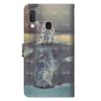 3D Painting Pattern Horizontal Flip TPU + PU Leather Case with Holder & Card Slots & Wallet For Galaxy A20e(Cat Tiger) - Galaxy Phone Cases by buy2fix | Online Shopping UK | buy2fix