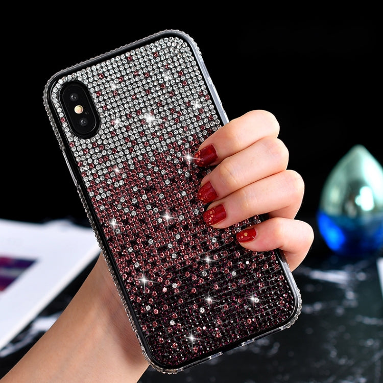 For iPhone X / XS TPU + Epoxy Flash Diamond Tri-Color Gradient Phone Protective Case(Gradient Purple) - More iPhone Cases by buy2fix | Online Shopping UK | buy2fix