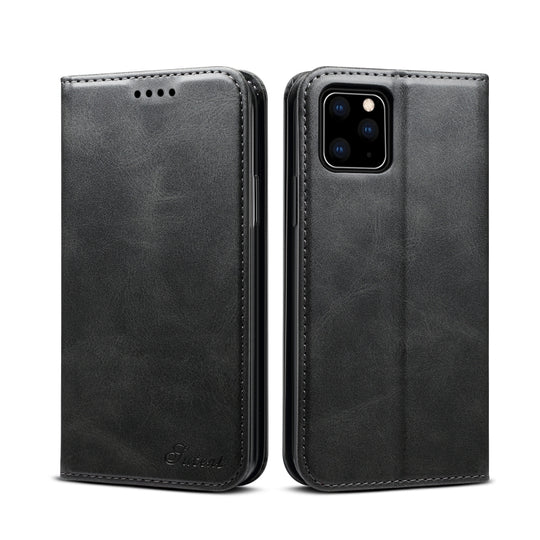 Suteni Calf Texture Horizontal Flip Leather Case with Holder & Card Slots & Wallet for iPhone 11 Pro Max(Black)