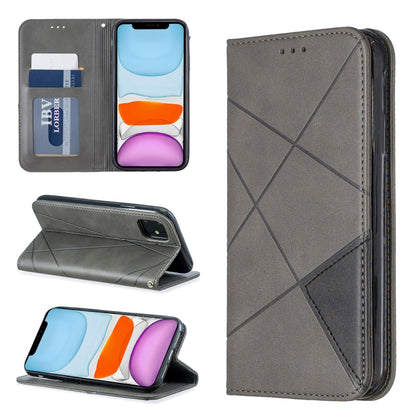 For iPhone 11 Rhombus Texture Horizontal Flip Magnetic Leather Case with Holder & Card Slots & Wallet (Grey) - iPhone 11 Cases by buy2fix | Online Shopping UK | buy2fix