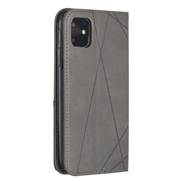For iPhone 11 Rhombus Texture Horizontal Flip Magnetic Leather Case with Holder & Card Slots & Wallet (Grey) - iPhone 11 Cases by buy2fix | Online Shopping UK | buy2fix