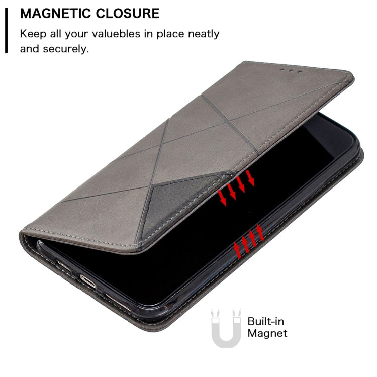 For iPhone 11 Rhombus Texture Horizontal Flip Magnetic Leather Case with Holder & Card Slots & Wallet (Grey) - iPhone 11 Cases by buy2fix | Online Shopping UK | buy2fix