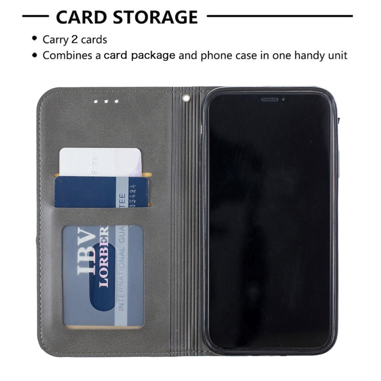 For iPhone 11 Rhombus Texture Horizontal Flip Magnetic Leather Case with Holder & Card Slots & Wallet (Grey) - iPhone 11 Cases by buy2fix | Online Shopping UK | buy2fix