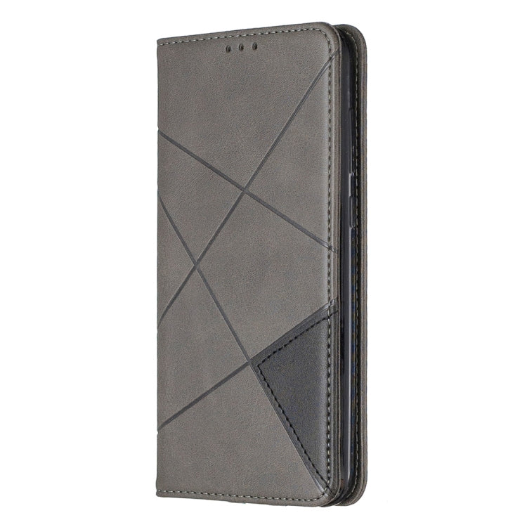 Rhombus Texture Horizontal Flip Magnetic Leather Case with Holder & Card Slots For Huawei Y7 (2019) / Y7 Prime (2019)(Grey) - Huawei Cases by buy2fix | Online Shopping UK | buy2fix
