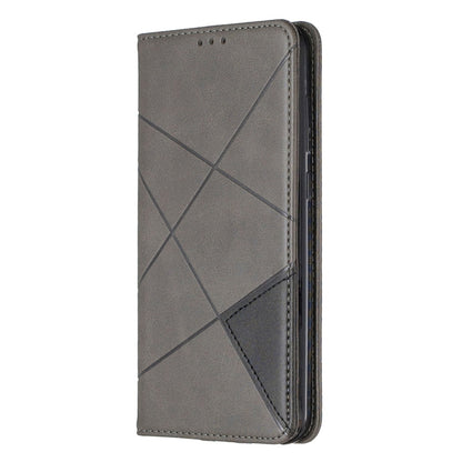 Rhombus Texture Horizontal Flip Magnetic Leather Case with Holder & Card Slots For Huawei Y7 (2019) / Y7 Prime (2019)(Grey) - Huawei Cases by buy2fix | Online Shopping UK | buy2fix