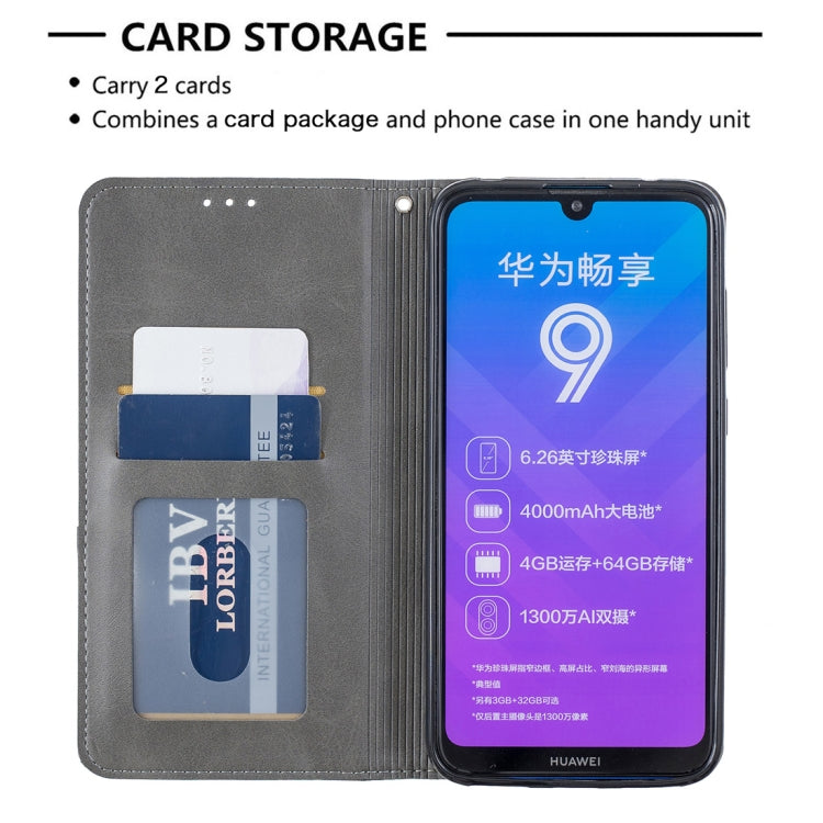 Rhombus Texture Horizontal Flip Magnetic Leather Case with Holder & Card Slots For Huawei Y7 (2019) / Y7 Prime (2019)(Grey) - Huawei Cases by buy2fix | Online Shopping UK | buy2fix