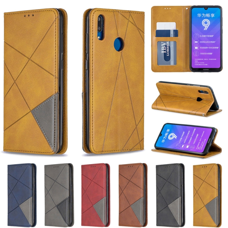 Rhombus Texture Horizontal Flip Magnetic Leather Case with Holder & Card Slots For Huawei Y7 (2019) / Y7 Prime (2019)(Grey) - Huawei Cases by buy2fix | Online Shopping UK | buy2fix