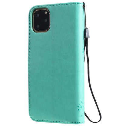 For iPhone 11 Pro Max Tree & Cat Pattern Pressed Printing Horizontal Flip PU Leather Case with Holder & Card Slots & Wallet & Lanyard (Green) - iPhone 11 Pro Max Cases by buy2fix | Online Shopping UK | buy2fix