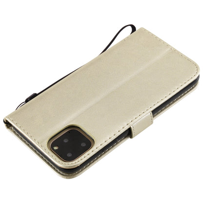 For iPhone 11 Pro Max Tree & Cat Pattern Pressed Printing Horizontal Flip PU Leather Case with Holder & Card Slots & Wallet & Lanyard (Gold) - iPhone 11 Pro Max Cases by buy2fix | Online Shopping UK | buy2fix