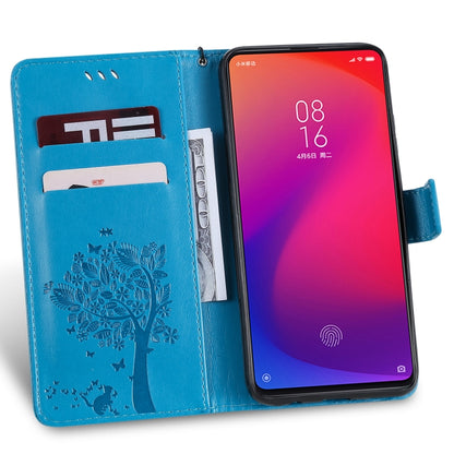 Tree & Cat Pattern Pressed Printing Horizontal Flip PU Leather Case with Holder & Card Slots & Wallet & Lanyard For Xiaomi Mi 9T & Mi 9T Pro & Redmi K20 & K20 Pro(Blue) - Xiaomi Cases by buy2fix | Online Shopping UK | buy2fix