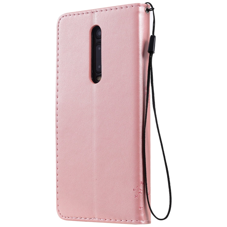 Tree & Cat Pattern Pressed Printing Horizontal Flip PU Leather Case with Holder & Card Slots & Wallet & Lanyard For Xiaomi Mi 9T & Mi 9T Pro & Redmi K20 & K20 Pro(Rose Gold) - Xiaomi Cases by buy2fix | Online Shopping UK | buy2fix