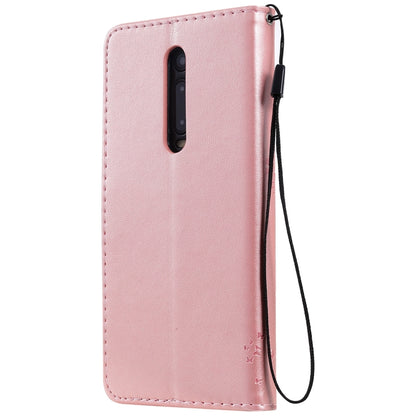 Tree & Cat Pattern Pressed Printing Horizontal Flip PU Leather Case with Holder & Card Slots & Wallet & Lanyard For Xiaomi Mi 9T & Mi 9T Pro & Redmi K20 & K20 Pro(Rose Gold) - Xiaomi Cases by buy2fix | Online Shopping UK | buy2fix