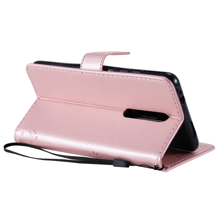 Tree & Cat Pattern Pressed Printing Horizontal Flip PU Leather Case with Holder & Card Slots & Wallet & Lanyard For Xiaomi Mi 9T & Mi 9T Pro & Redmi K20 & K20 Pro(Rose Gold) - Xiaomi Cases by buy2fix | Online Shopping UK | buy2fix