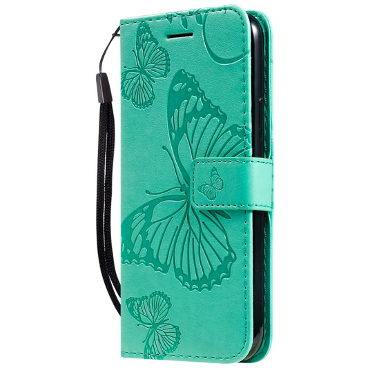 For iPhone 11 Pro Pressed Printing Butterfly Pattern Horizontal Flip PU Leather Case with Holder & Card Slots & Wallet & Lanyard (Green) - iPhone 11 Pro Cases by buy2fix | Online Shopping UK | buy2fix