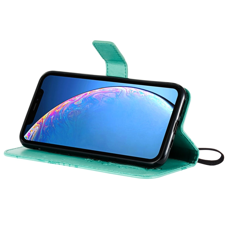 For iPhone 11 Pro Pressed Printing Butterfly Pattern Horizontal Flip PU Leather Case with Holder & Card Slots & Wallet & Lanyard (Green) - iPhone 11 Pro Cases by buy2fix | Online Shopping UK | buy2fix